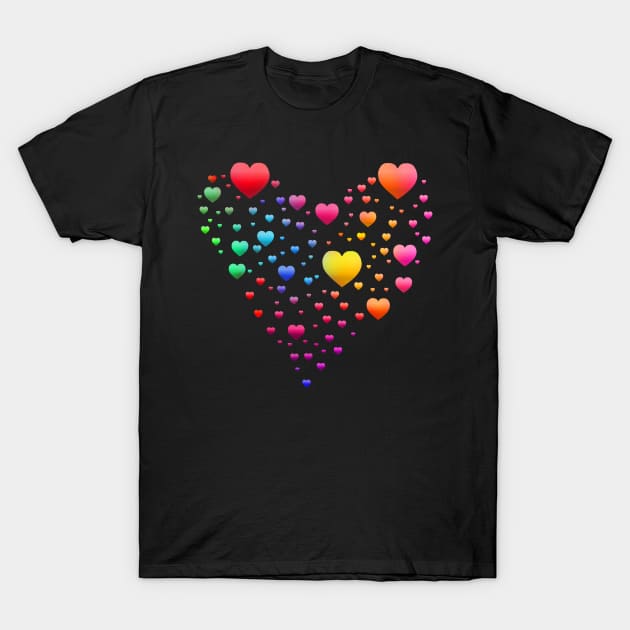 Multicolored Rainbow Heart Bubbles T-Shirt by Art by Deborah Camp